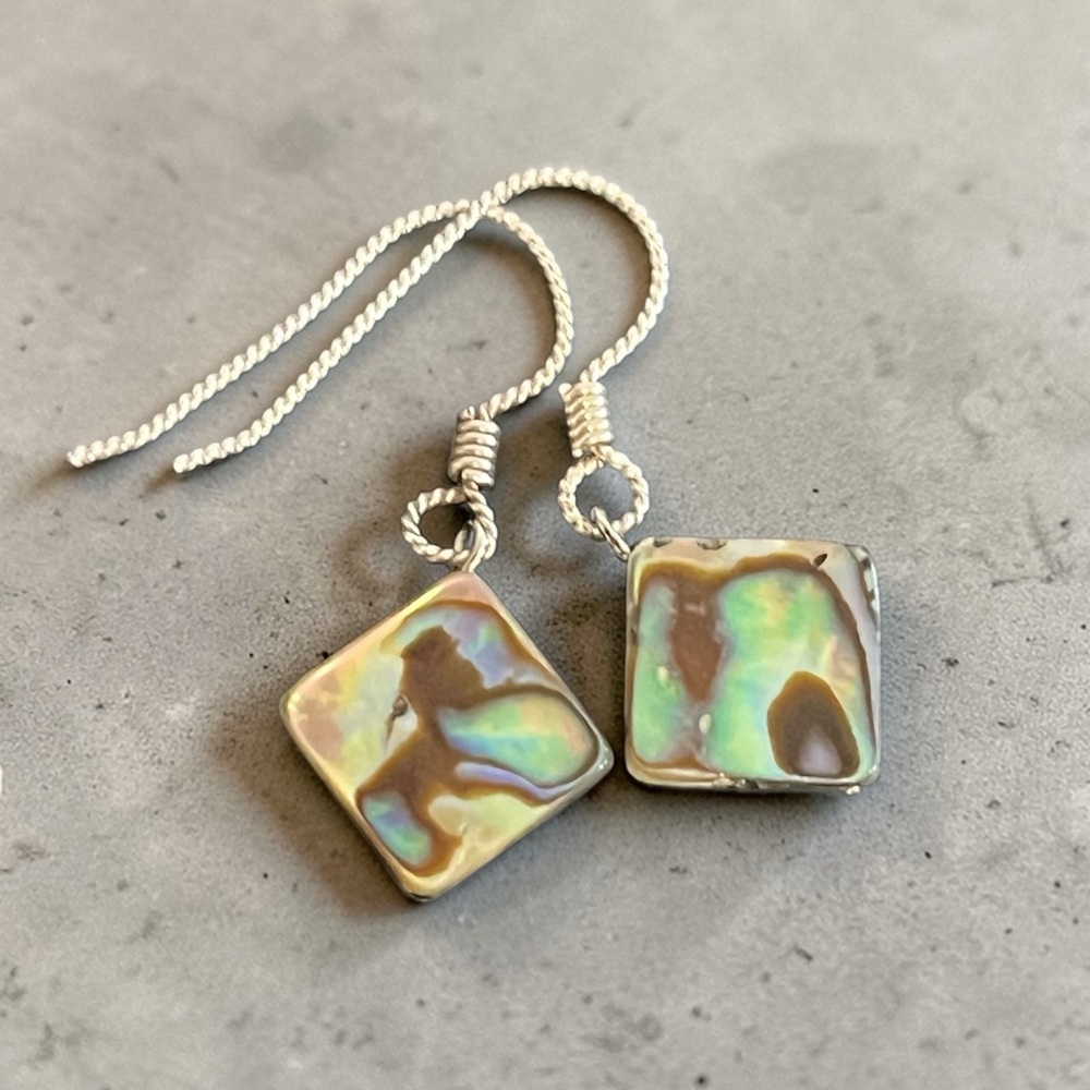 Abolone Earrings With Silver Hooks